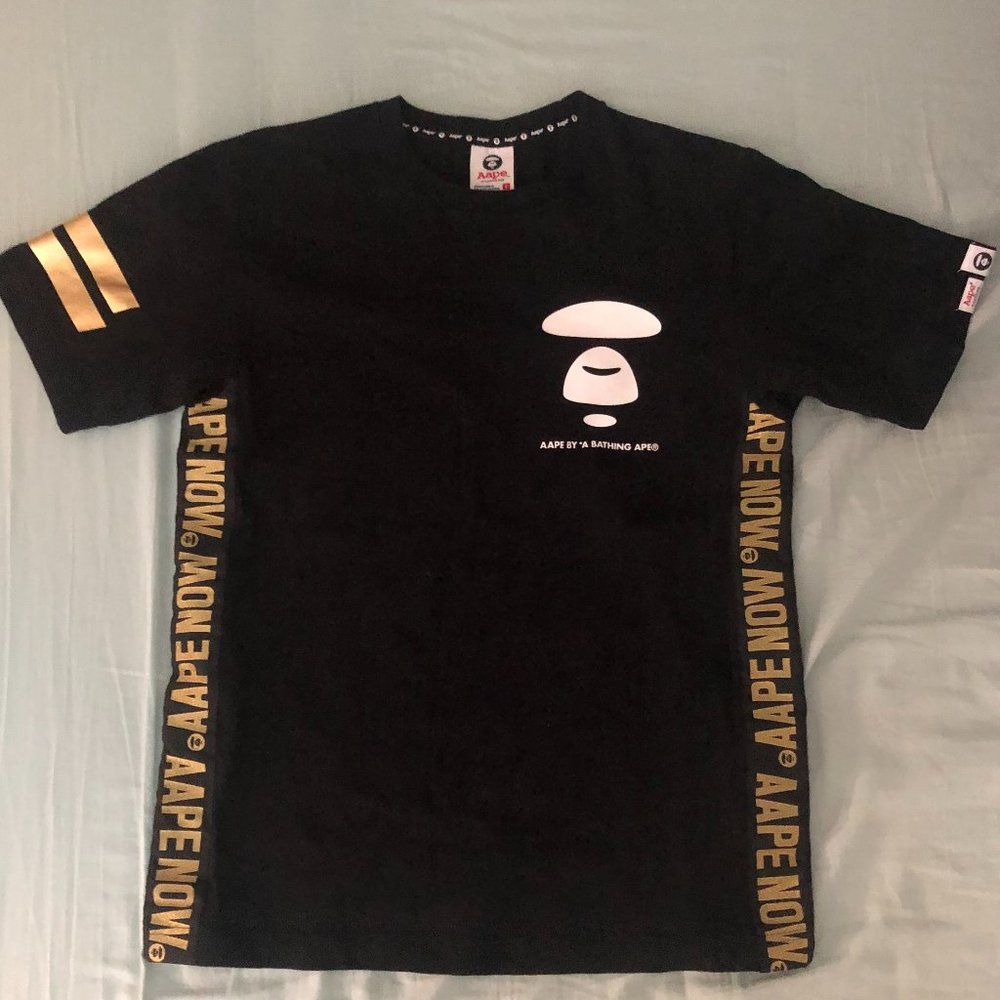 AAPE  Black & Gold Logo T-shirt Small